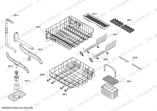 Взрыв-схема посудомоечной машины Bosch SGS56E18EU - Схема узла 06