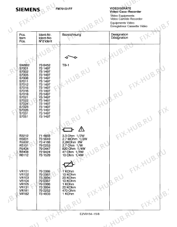 Схема №8 FM701S1FF с изображением Клапан для телевизора Siemens 00757649