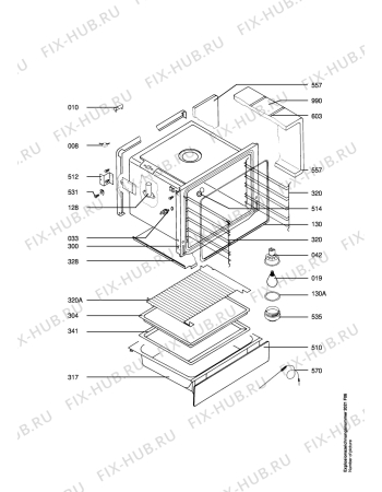 Взрыв-схема плиты (духовки) Electrolux FHH 60 - GK2 - Схема узла Section2