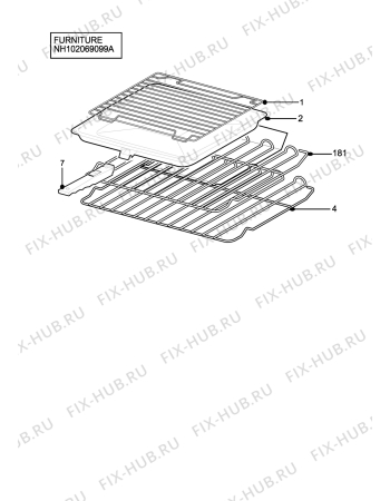 Взрыв-схема плиты (духовки) Zanussi Electrolux ZCG7680BK - Схема узла H10 Furniture