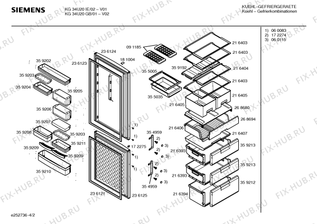 Взрыв-схема холодильника Siemens KG34U20GB - Схема узла 02