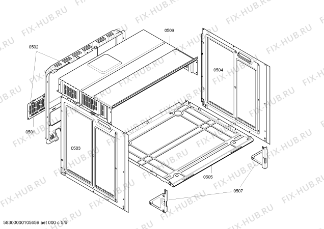 Взрыв-схема плиты (духовки) Siemens HB300650C - Схема узла 05