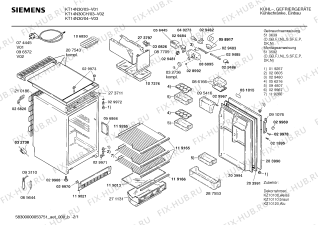 Схема №2 KT14N30 с изображением Клапан для холодильника Siemens 00095416