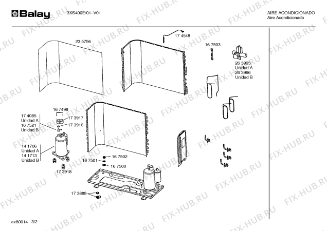Взрыв-схема кондиционера Balay 3XS400E 3M40 - Схема узла 02