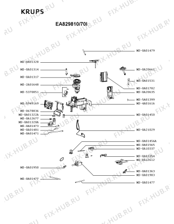 Взрыв-схема кофеварки (кофемашины) Krups EA829810/70I - Схема узла OP005139.6P2