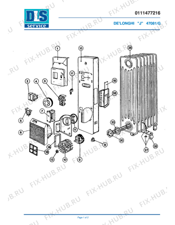 Схема №1 470812/G с изображением Модуль (плата) для обогревателя (вентилятора) DELONGHI 591472