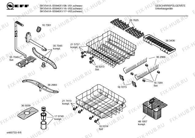 Схема №1 S5946X1 SKV541A с изображением Инструкция по эксплуатации для посудомоечной машины Bosch 00583509
