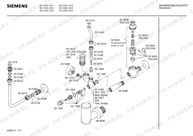 Схема №1 AK0401 с изображением Клапан для бойлера Siemens 00021308