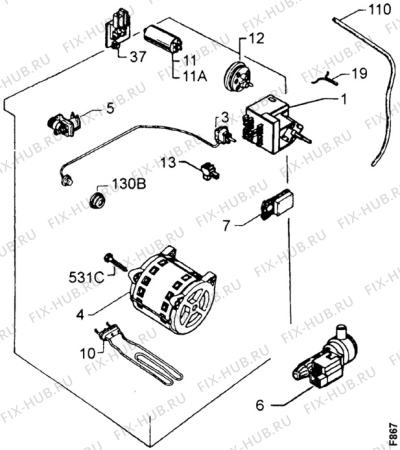 Взрыв-схема стиральной машины Zanussi FLS513 - Схема узла Electrical equipment