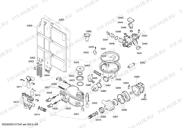 Взрыв-схема посудомоечной машины Siemens SE25M274FF - Схема узла 04