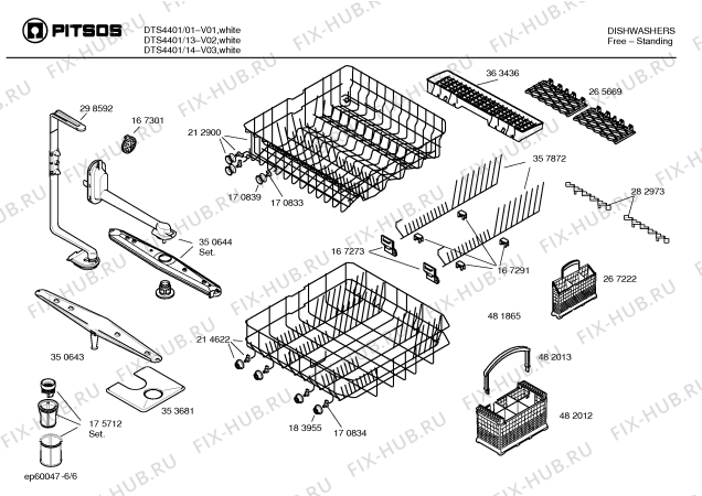 Взрыв-схема посудомоечной машины Pitsos DTS4401 - Схема узла 06