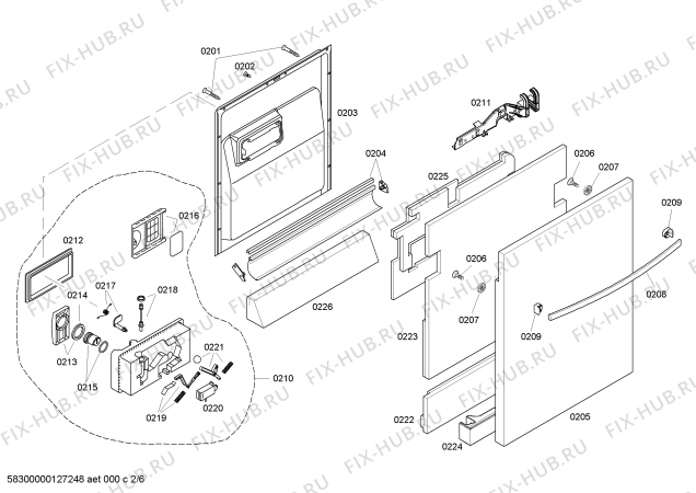 Взрыв-схема посудомоечной машины Bosch SHX98M05UC - Схема узла 02