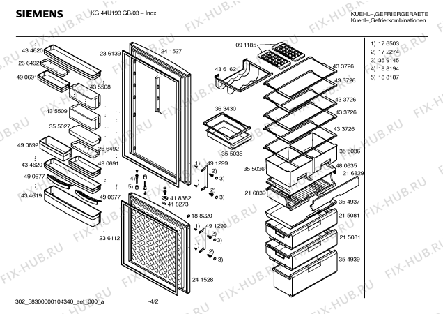 Схема №4 KG44UM90 с изображением Дверь морозильной камеры для холодильной камеры Siemens 00241528