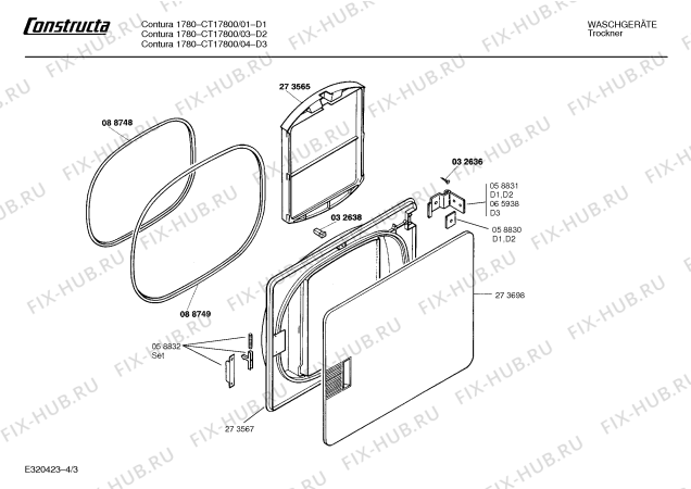 Схема №3 CT17800 CONTURA с изображением Панель для сушилки Bosch 00277822