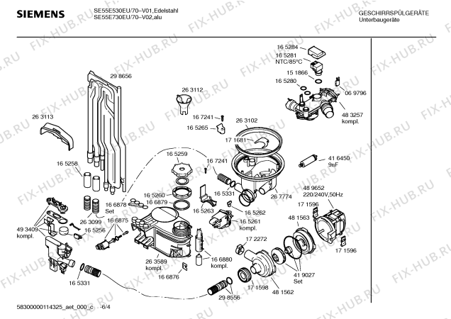 Схема №5 SGS53A72 с изображением Краткая инструкция для электропосудомоечной машины Siemens 00586204