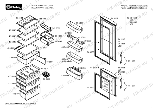 Схема №1 3KE7830A с изображением Инструкция по эксплуатации для холодильной камеры Bosch 00587332
