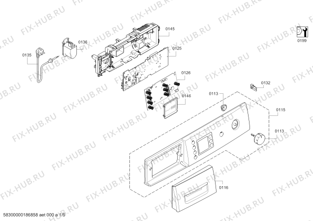 Схема №2 WAE22466AU Serie 4 с изображением Дисплей для стиральной машины Bosch 12005883