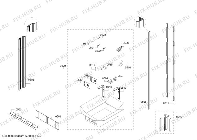 Схема №4 T18IW800SP с изображением Монтажный набор для холодильника Bosch 00741978