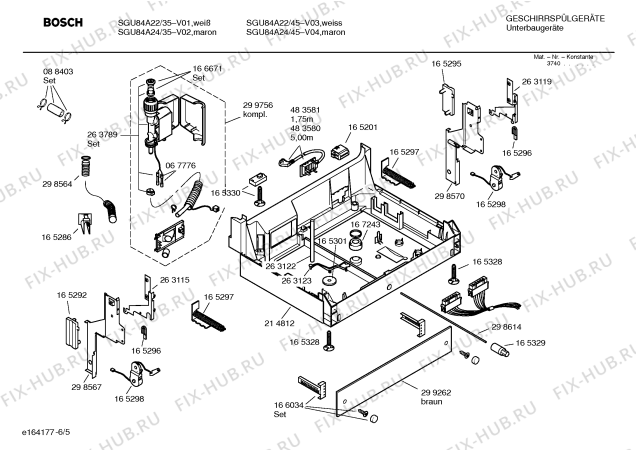 Взрыв-схема посудомоечной машины Bosch SGU84A22 Exclusiv - Схема узла 05