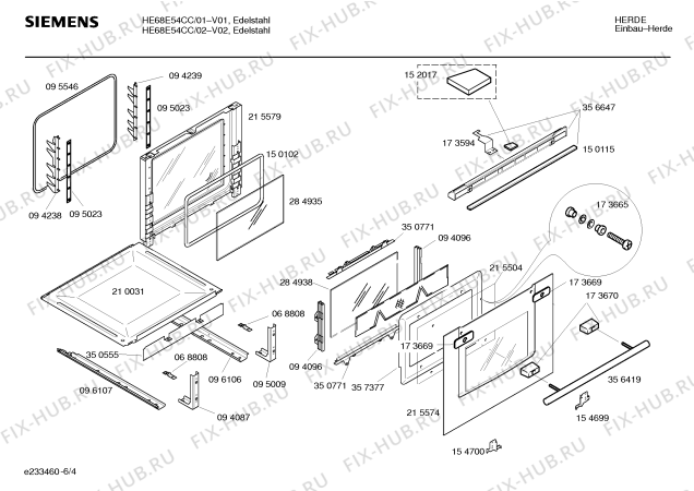 Схема №6 HE68E54CC с изображением Инструкция по эксплуатации для духового шкафа Siemens 00527093