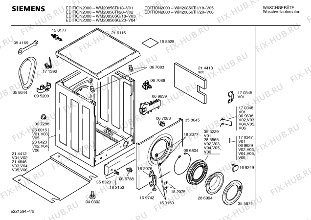 Схема №3 WM20856SG EDITION 2000 с изображением Рычаг Siemens 00173045