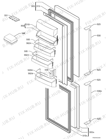 Взрыв-схема холодильника Aeg Electrolux S70318KG1 - Схема узла Door 003