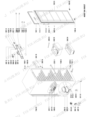 Схема №1 WVE1641 W с изображением Часть корпуса для холодильной камеры Whirlpool 481050321921