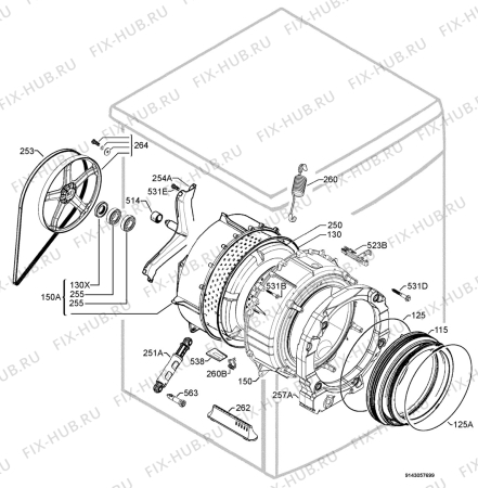 Взрыв-схема стиральной машины Aeg Electrolux L74850A3 - Схема узла Functional parts 267