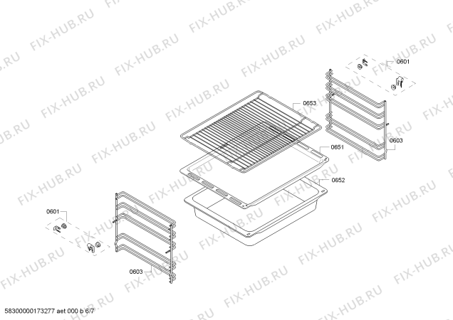 Взрыв-схема плиты (духовки) Bosch HCE723223G - Схема узла 06