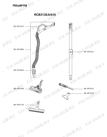 Взрыв-схема пылесоса Rowenta RO8313EA/410 - Схема узла HP005743.7P3