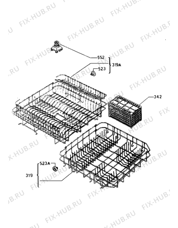 Взрыв-схема посудомоечной машины Zanussi ZW414 - Схема узла Baskets, tubes 061