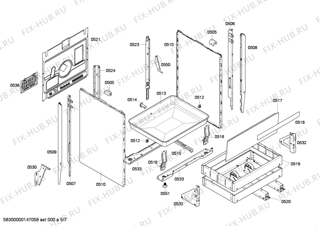 Схема №5 HC854240U с изображением Фронтальное стекло для электропечи Siemens 00685090