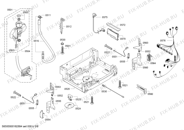Взрыв-схема посудомоечной машины Bosch SMI63N25EU, Super Silence - Схема узла 05