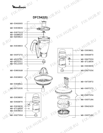 Схема №2 DFC34A(0) с изображением Часть корпуса для электрокомбайна Moulinex MS-5909841