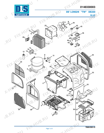 Схема №1 DE 220 BIANCO с изображением Тумблер для электроочистителя воздуха DELONGHI 5148001500