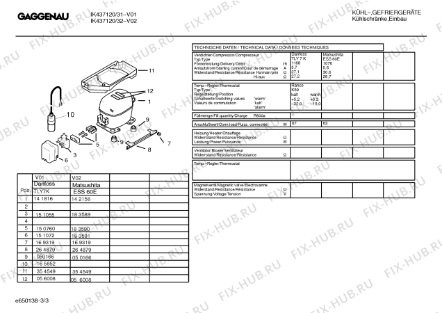 Схема №3 IK437120 с изображением Инструкция по эксплуатации Gaggenau для холодильной камеры Bosch 00526282