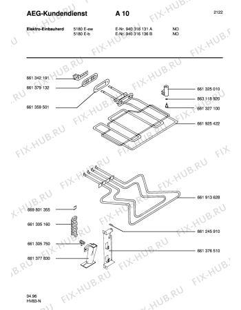 Взрыв-схема плиты (духовки) Aeg 5180E-W NSF - Схема узла Section3