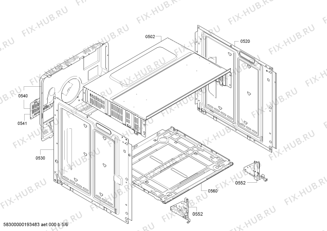 Взрыв-схема плиты (духовки) Siemens HB43GB550W - Схема узла 05