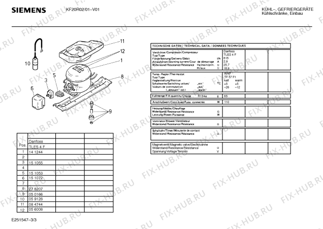 Взрыв-схема холодильника Siemens KF20R02 - Схема узла 03