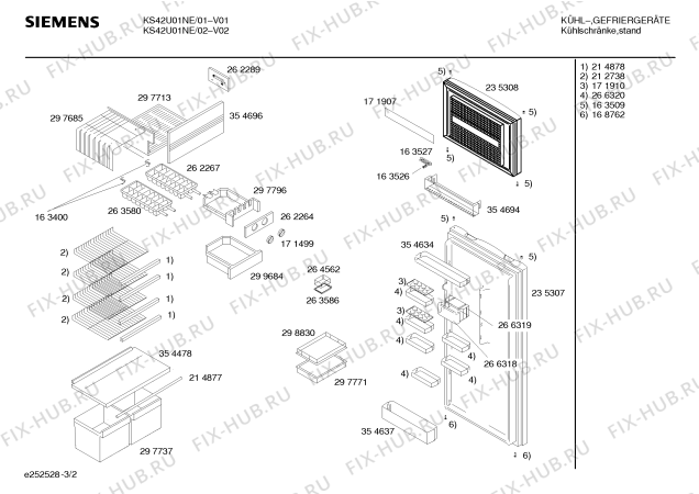 Взрыв-схема холодильника Siemens KS42U01NE - Схема узла 02
