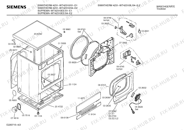 Схема №4 WT42310EE SUPREMA с изображением Панель для сушильной машины Siemens 00282757