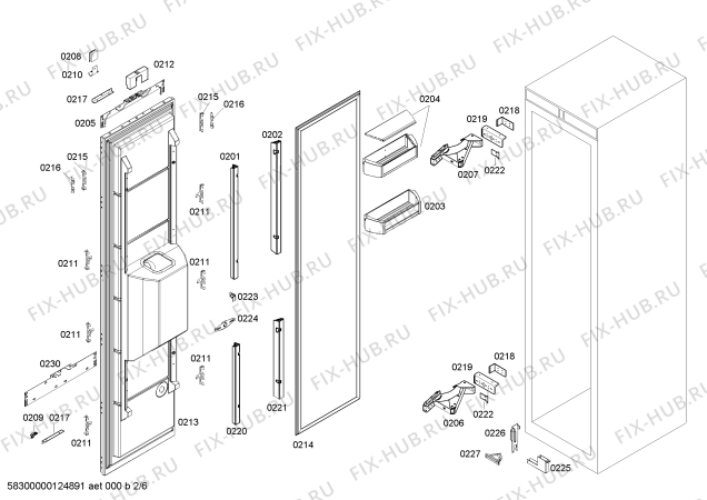 Взрыв-схема холодильника Bosch B24ID80NLP - Схема узла 02