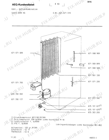 Взрыв-схема холодильника Aeg 621671019 - Схема узла Refrigerator cooling system