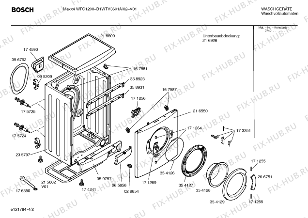 Схема №2 B1WTV3601A Maxx4 WFC1200 electronic с изображением Инструкция по установке и эксплуатации для стиральной машины Bosch 00526608