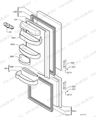 Взрыв-схема холодильника Electrolux ERB3022X - Схема узла Door 003