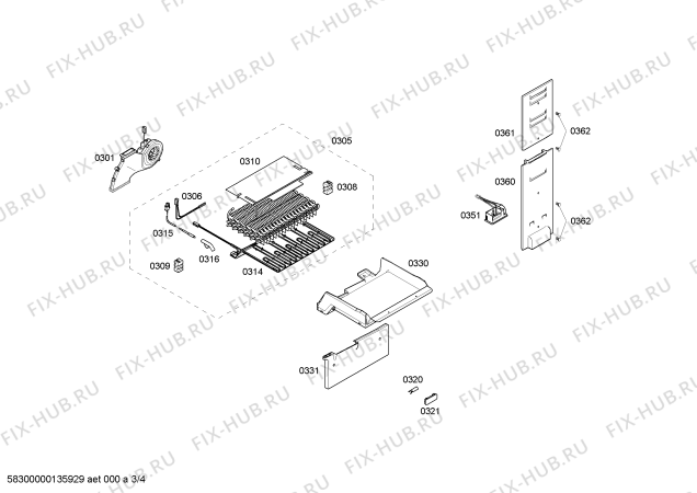 Взрыв-схема холодильника Bosch KGN36A93 - Схема узла 03