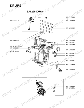 Взрыв-схема кофеварки (кофемашины) Krups EA829840/70H - Схема узла VP005007.1P3