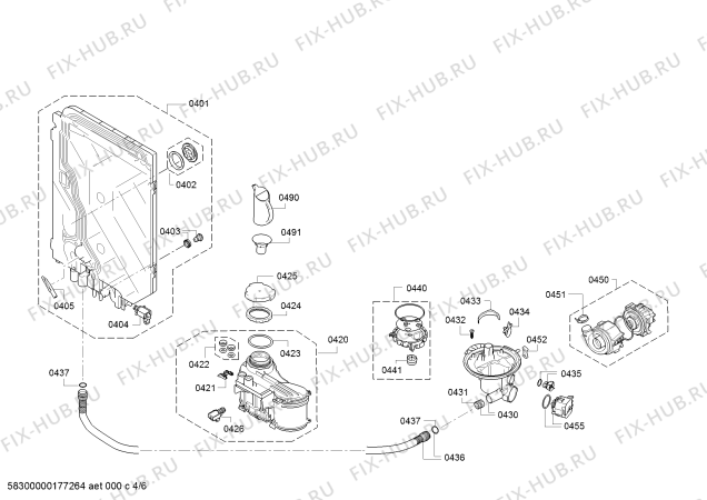 Взрыв-схема посудомоечной машины Bosch SPV40X80RU Silence Plus, Made in Germany - Схема узла 04