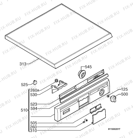 Взрыв-схема посудомоечной машины Zanussi DWS685 - Схема узла Command panel 037