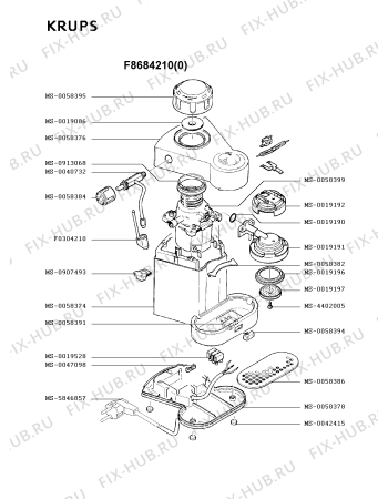 Взрыв-схема кофеварки (кофемашины) Krups F8684210(0) - Схема узла 3P001843.5P2